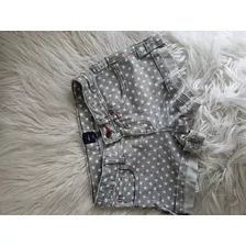 Short, Gap, Talle 10, Gris C Lunares Blancos. Ajustable