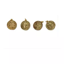 Medalla De San Benito Chapa De Oro 14k 2 Cm Bisuteria 10 Pz 