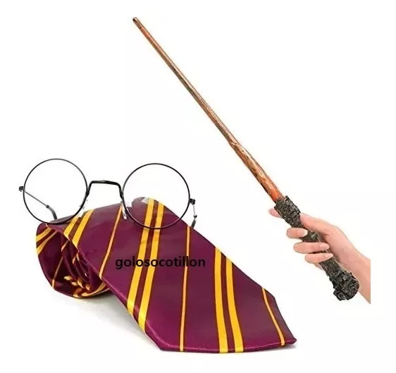Set De Harry Potter Varita Lentes Corbata Disfraz Cosplay