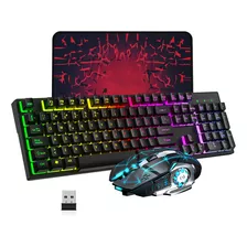 Kit Teclado Y Mouse Español Gamer Inalambrico Recargable