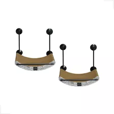 Kit Com 2 Camas Suspensas Gatos Brancas Com Ventosas Curvas