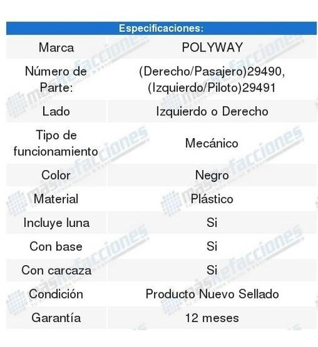 Espejo Dodge H100 Negro 2006  2007  2008  2009  2010 Foto 2