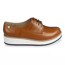 Zapato Plataforma Derby Viale Cuero Mujer Cobre