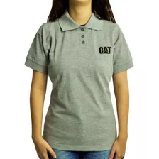 Camisa Polo Feminina Mescla Cinza Caterpillar Cat
