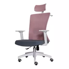 Silla Oficina Premium Fantech Rosada Con Reposacabeza Cuello