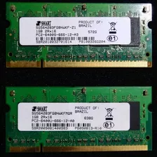 2 Memórias Ram Notebbok Smart 1gb Ddr2 2rx16 Pc2-6400u