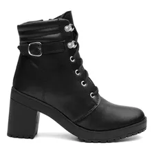 Bota Coturno Feminino Cano Curto Salto Grosso Casual Modinha