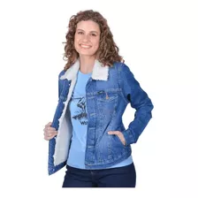 Jaqueta Wrangler Feminina Jeans Retro Colete De Pelos Wf7022