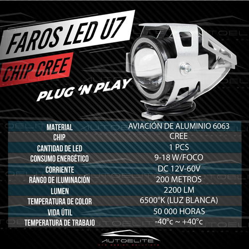 2 Faros Cromo Lupa Led Cree Moto Ojo De ngel Estrobo U7 Foto 8