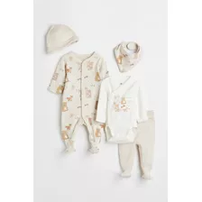 Set Conjunto De 5 Piezas H&m Kids Animalitos Talle 3 Meses