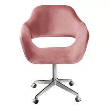 Poltrona Zarah Cadeira Decorativa Base Giratória De Rodinha