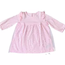 Vestido Manga Longa Rosa Gap Com Detalhes Em Tule E Estrelas