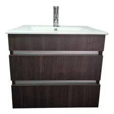 Vanitorio Modern Space Ms60ac De 60cm De Ancho, 50cm De Alto Y 47cm De Profundidad, Con Bacha Color Blanco Y Mueble Chocolate