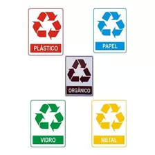 05 Adesivos Coleta Reciclagem Lixo Plástico Papel Orgânico
