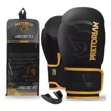 Luva Boxe Muay Thai First Fx2 Pretorian Preto Dourada +bolsa