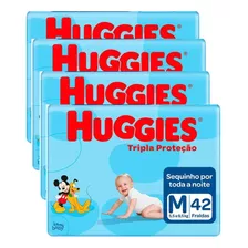 Fraldas M Huggies Huggies Tripla Proteção Kit Com 4 Unidades