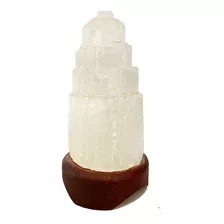 Luminária Abajur De Pedra Selenita Branca 