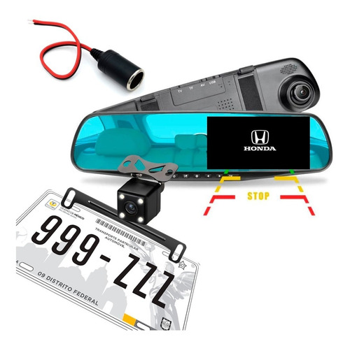 Espejo Retrovisor Dvr Pantalla 4.3, 2camaras, Logo Honda Foto 2