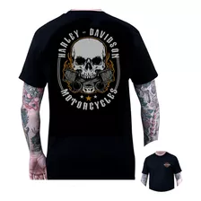 Camisa Camiseta Harley Davidson Old Skull Motorcycles 