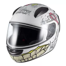 Capacete Sky Two Zombie Branco Brilho Transf Verde 