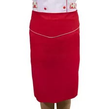 Avental De Cintura Chef Cozinha Tipo Saia Vermelho Branco