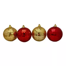 Bola Natal Decorada Vermelha/dourada 8cm. Ref:1041g-r 4 Unid