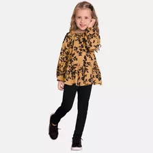 Conjunto Milon Infantil Leve Floral Legging Inverno Menina 6