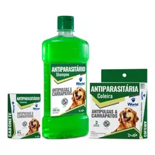 Combo Coleira+shampoo+sabonete Antipulgas E Carrapatos Cães