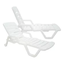 2 Espreguiçadeiras Piscina Tramontina 4 Posições Leblon Cor Branco