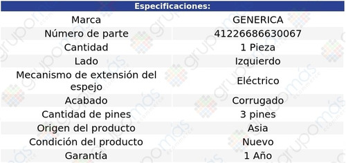 Espejo Izquierdo Elctrico Corrug 3 Pines Villager 96 Al 98 Foto 2