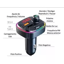 Transmissor Carregador Carro Bluetooth Veicular Fm Mp3 Rádio