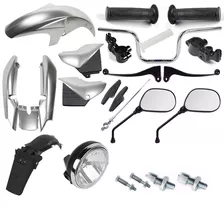 Kit Carenagem Kit Guidao Farol Ybr 125 2004 Ate 2008 Prata