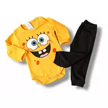 Conjunto Estampado Bebe Manga Larga Bob Esponja