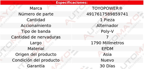 Banda Alternador Toyopower Laguna L4 2.0l Renault 2003-2006 Foto 4