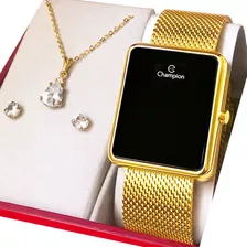 Relógio Feminino Digital Champion Dourado Original Garantia