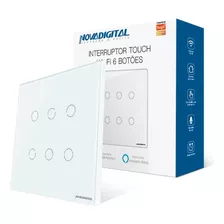 Interruptor Touch Wifi 6 Botões Tecla Nova Digital 4x4 Branc