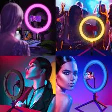 Iluminador Led Circular Mj20 Rgb Ring Light Usb Mini Tripé Cor Da Estrutura Branco 110v/220v