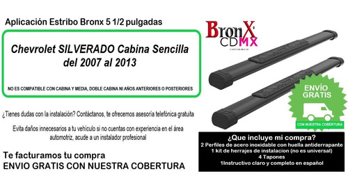 Estribos Bronx Chevrolet Silverado 2007-2013 Cabina Sencilla Foto 9