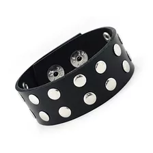 Par De Pulseiras Tachas Rebites 2 Fileiras Metal Punk Rock