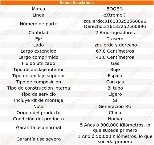 (2) Amortiguadores Gas Traseros Honda Hr-v 16/21 Extreme Foto 2