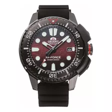 Reloj Orient M-force Automatic Diver 200m Ra-ac0l09r00b Color De La Malla Negro Color Del Bisel Negro Color Del Fondo Bordó