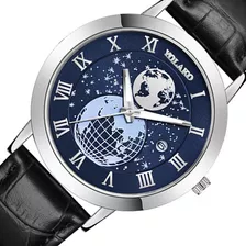 Reloj Hombre Elegante Cuero Negro Original Y Elegante+caja