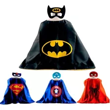 Capa + Máscara Infantil Personagens Super Heróis 