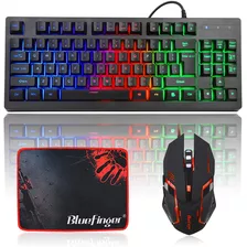 Kit Teclado Mouse Y Mouse Pad Usb Rgb Bluefinger 87 Teclas