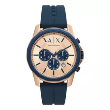 Reloj Hombre Armani Exchange Ax1730 Smart Correa Azul Bisel Rosa Fondo Rosa