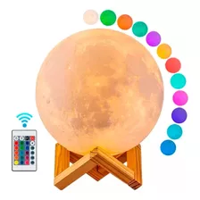 Lampara Luna 13cm Con Control Remoto Luz Led Colores + Base