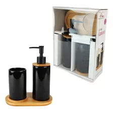 Kit Lavabo Banheiro Cerâmica Saboneteira Porta Escova Luxo