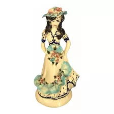 Figura Porcelana Señora Gitana Española Con Ramo Floral