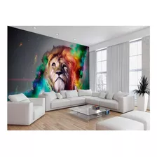 Papel De Parede 3d Animais Leão Colorido Arte 10m² An10m² 81