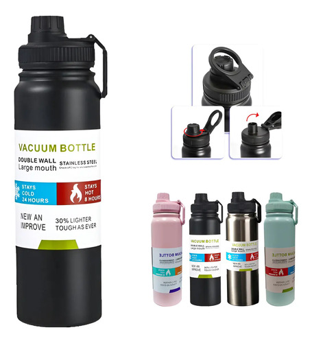 800mlgarrafa Térmica Água Squeeze Inox Academiaquente E Frio